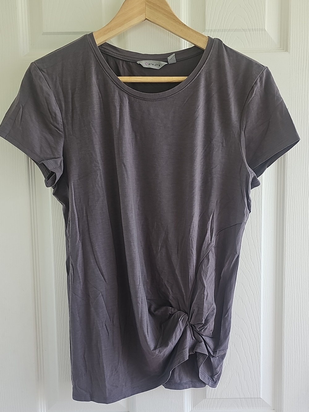 Athleta Short Sleeve Knot Tee in Gray Purple